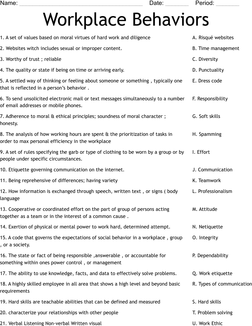 Workplace Etiquette Quiz Printable Workplace Etiquette Quiz Printable