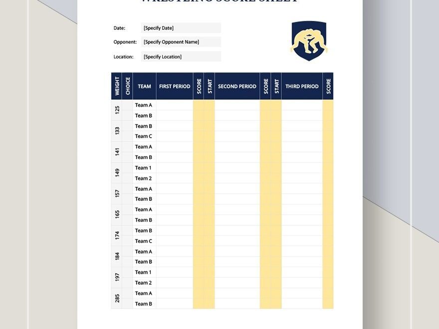Wrestling Score Sheet Template In Word Pages Google Docs PDF Download Template