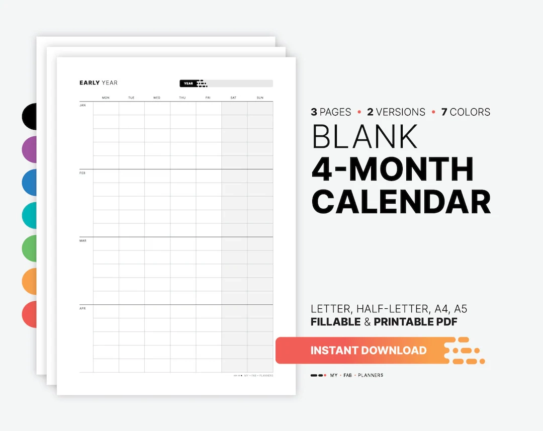 Four Month Planner Printable