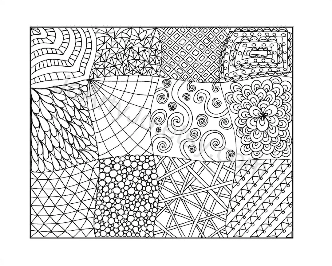 Zendoodle Coloring Page Printable PDF Zentangle Inspired Page 11 Etsy Zendoodle Coloring Page Printable PDF Zentangle Inspired Page 11 Etsy