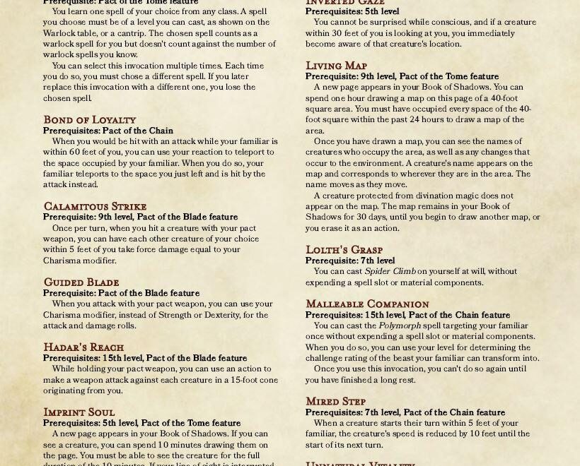 12 New Eldritch Invocations Because Warlocks Can Never Have Too Much Customization R UnearthedArcana