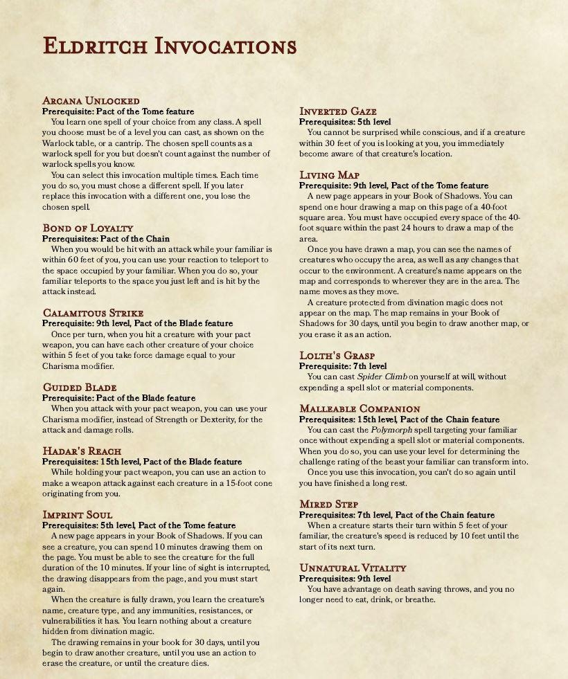 12 New Eldritch Invocations Because Warlocks Can Never Have Too Much Customization R UnearthedArcana 12 New Eldritch Invocations Because Warlocks Can Never Have Too Much Customization R UnearthedArcana