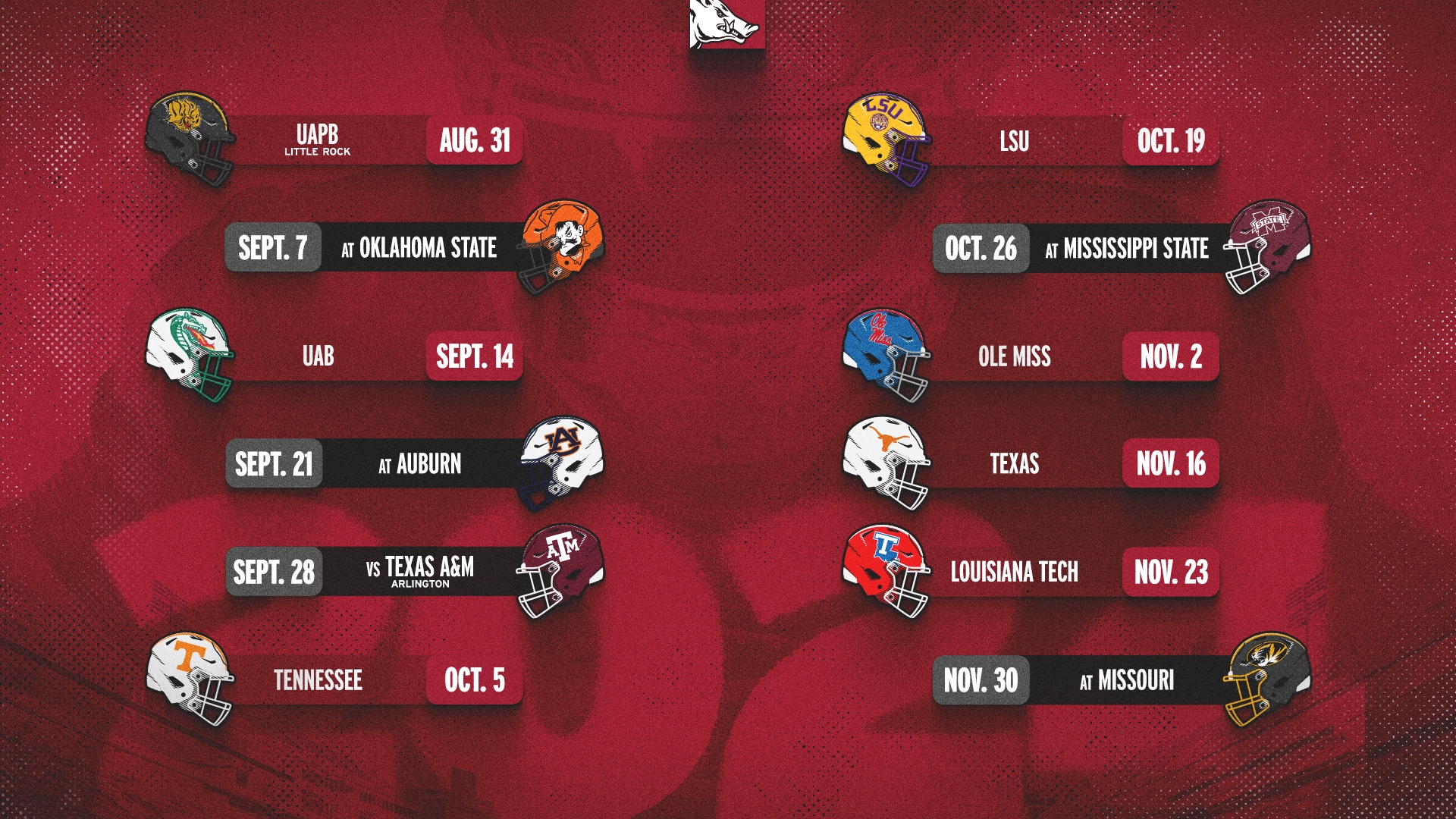 Printable Razorback Football Schedule Printable Razorback Football Schedule