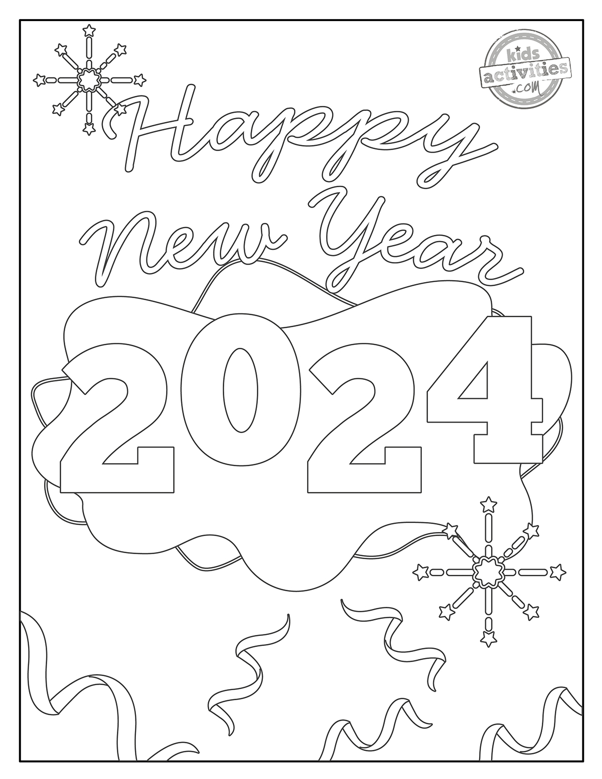 Happy New Year Coloring Sheet Printable