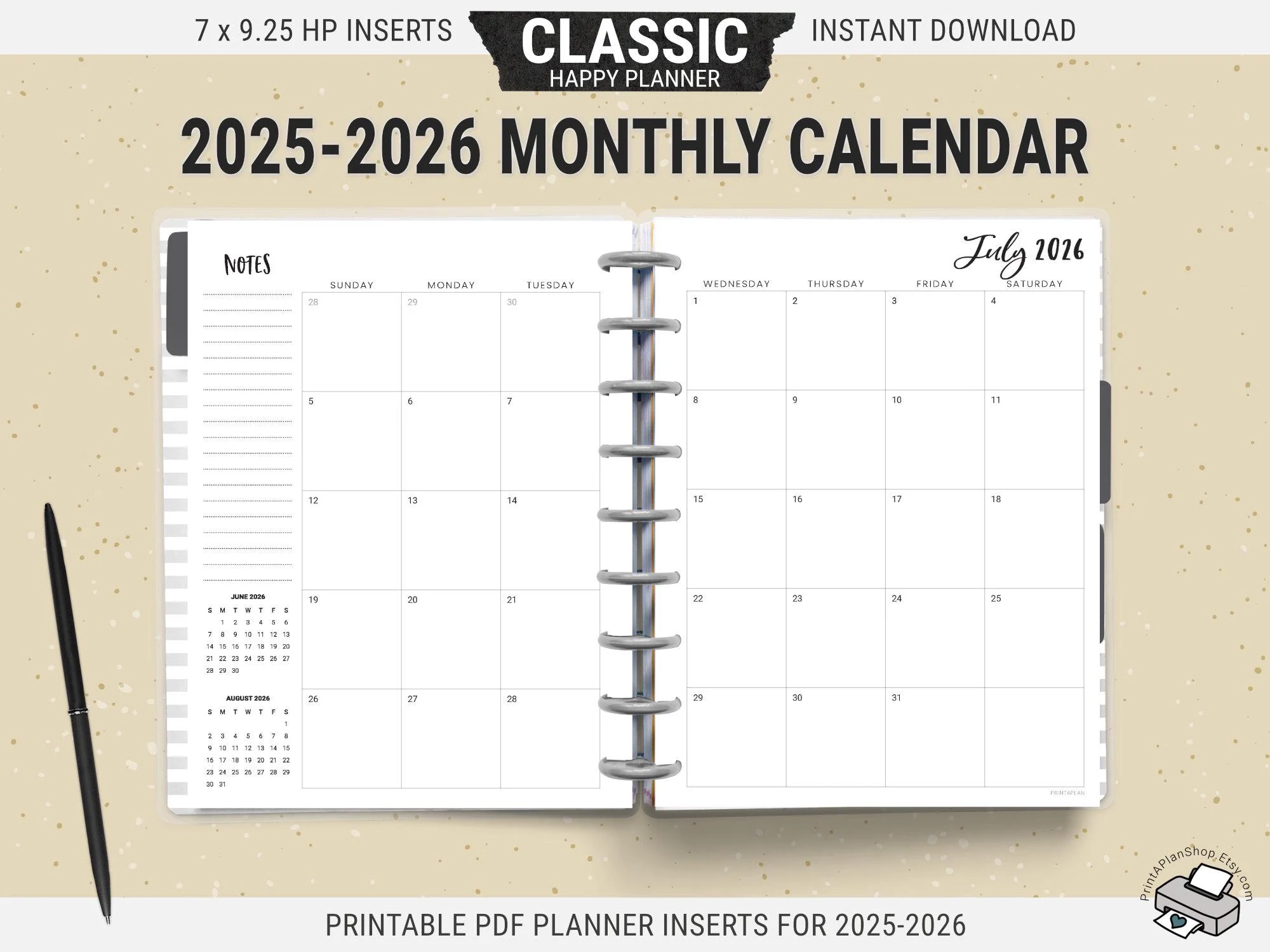 Happy Planner 2026 Printable