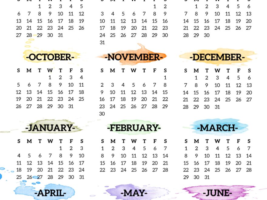 2025 2026 School Year Calendar Free Printable Paper Trail Design