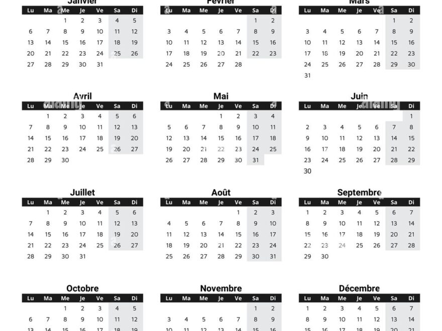 2025 French Calendar Calendrier Editable Vector Illustration For France 12 Months Year Stock Vector Image Art Alamy