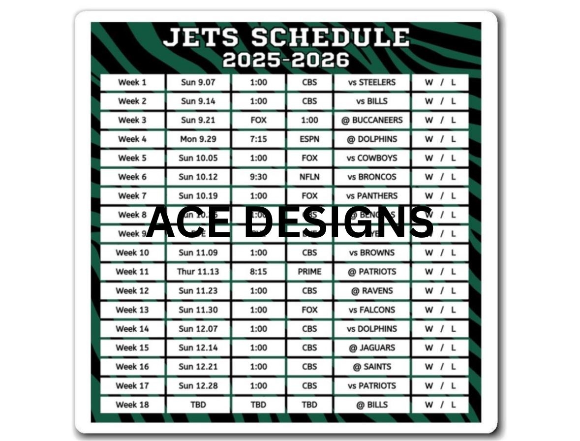 2025 New York Jets Schedule Magnet New York Games Win Lose Fridge Tracker NFL Football Season Tracker Etsy