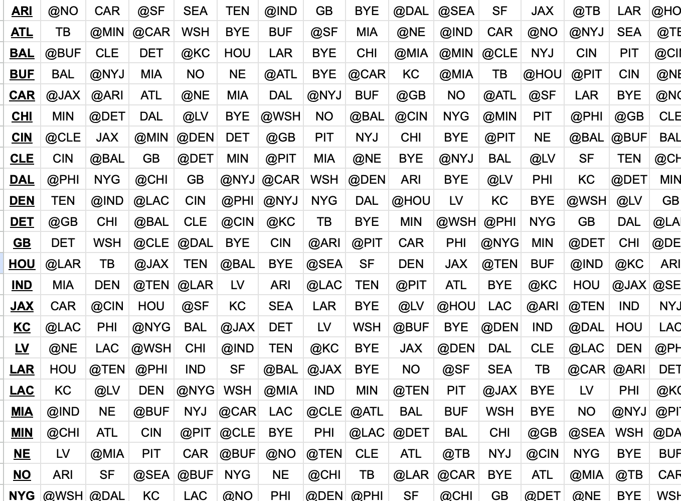 Nfl Printable Schedule Grid 2026
