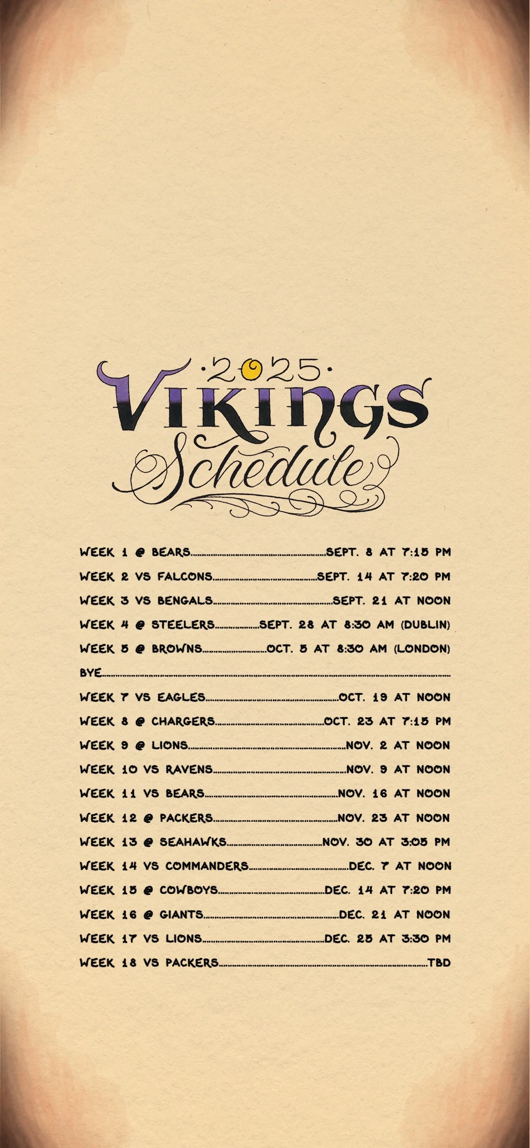 2025 Schedule Release Minnesota Vikings Vikings