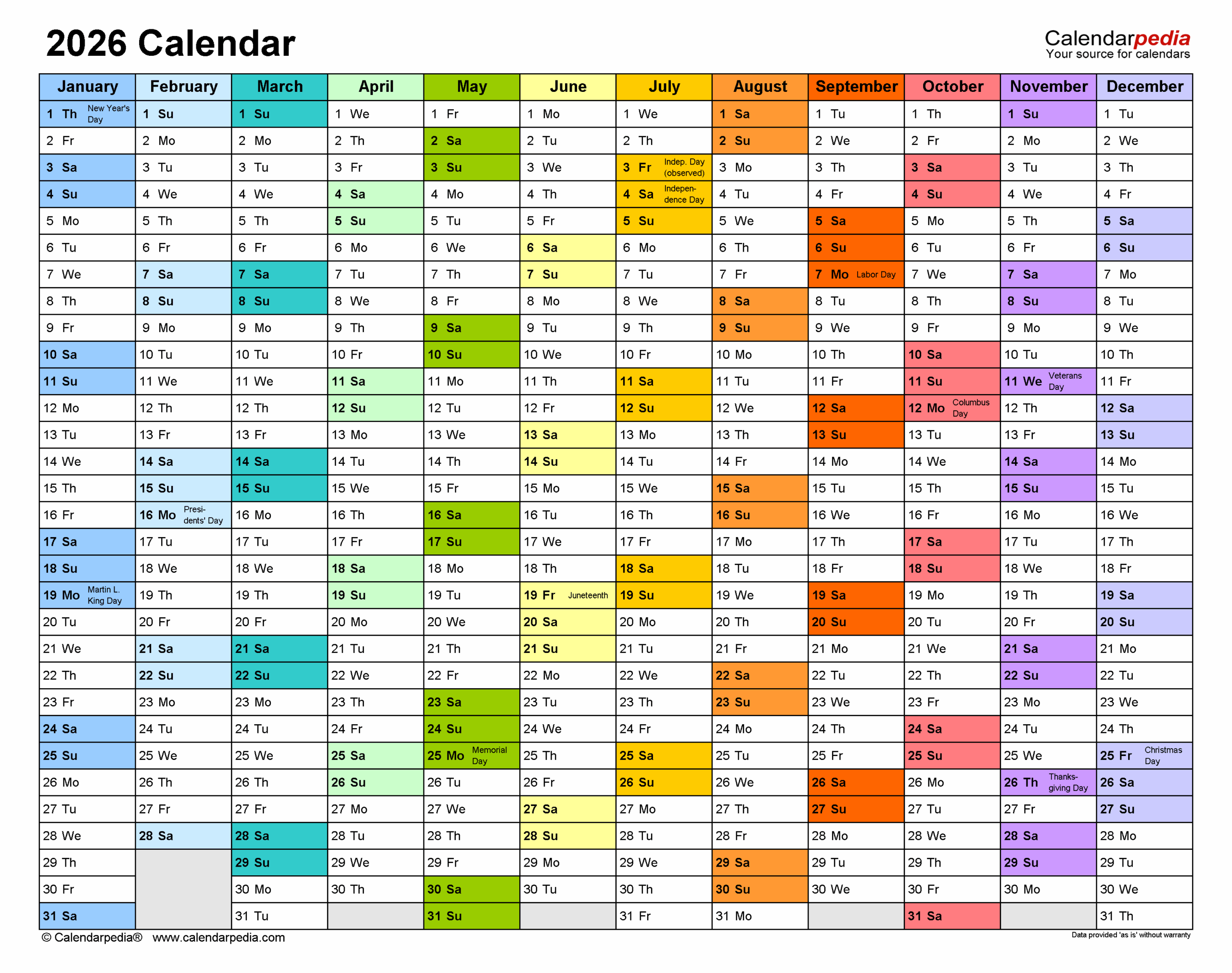 Perpetual Year Planner 2026 Printable