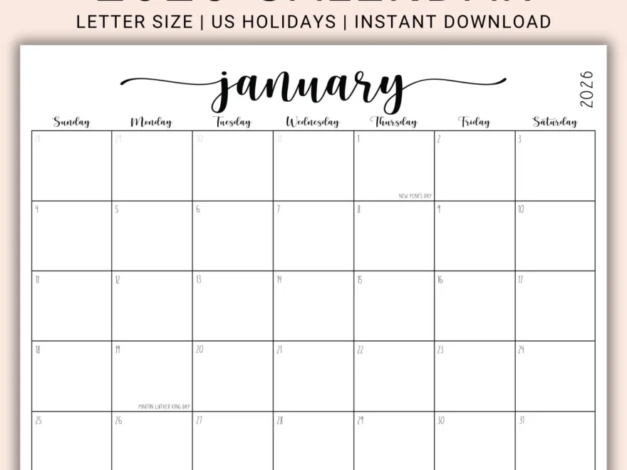 2026 Editable Calendar PDF Fillable Monthly Planner Pages Landscape Layout Printable Schedule Organizer Digital Download CFWNH Etsy