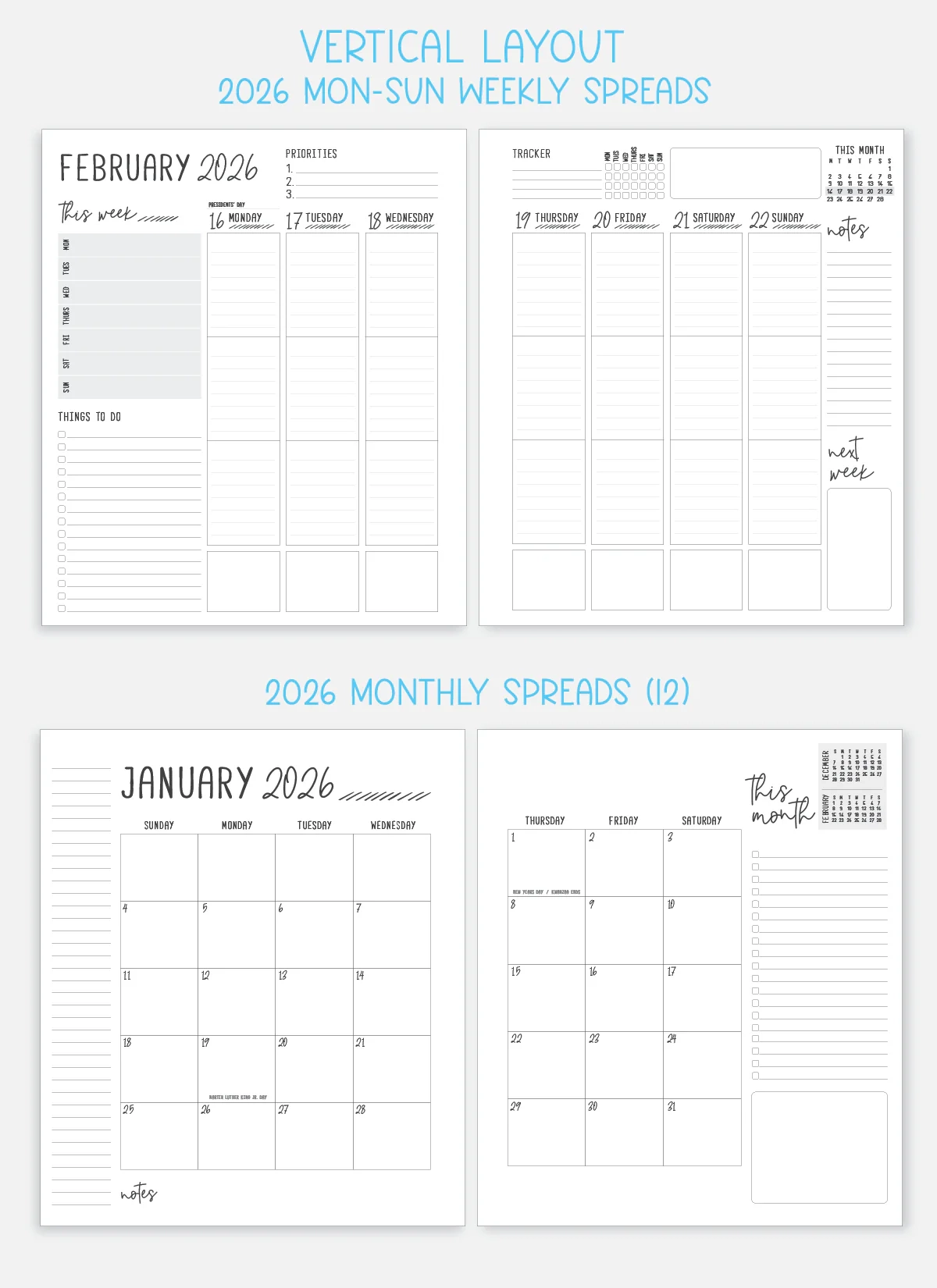 2026 Planner Vertical Style Perfect For Planner Stickers Weekly Kits Planner Envy