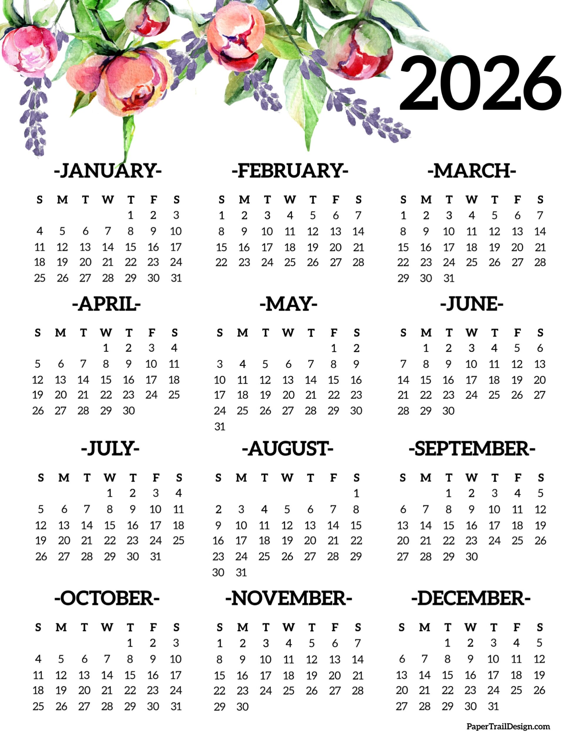 Free Floral Printable Planner 2026
