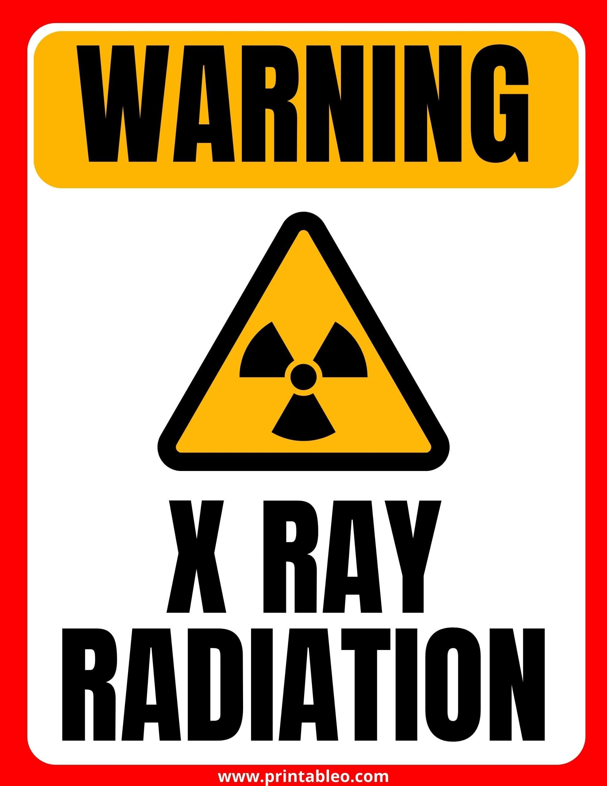X Ray Radiation Sign Printable