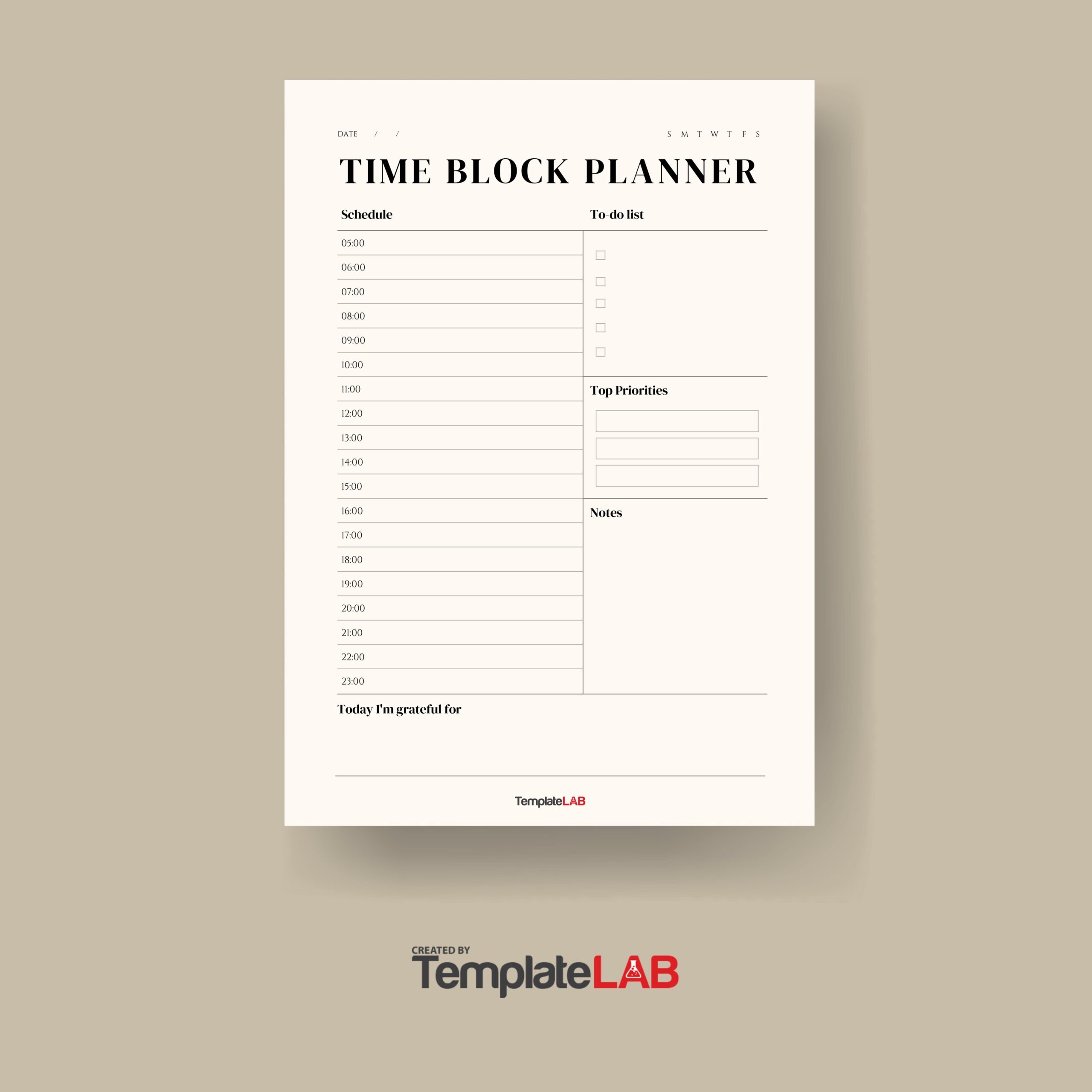 Printable Tkme Block Planner
