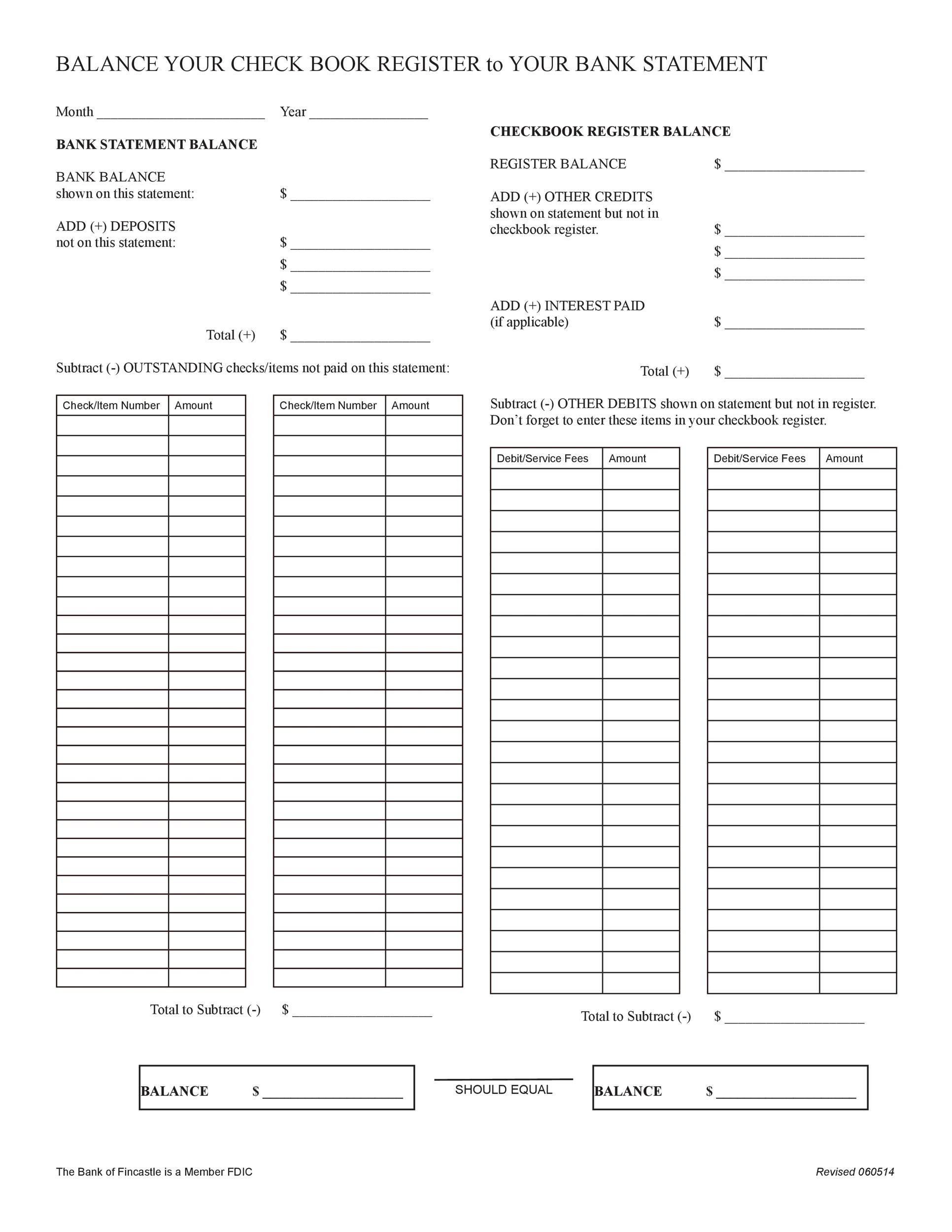 Easy Printable Check Book Reconciliation Sheet Easy Printable Check Book Reconciliation Sheet