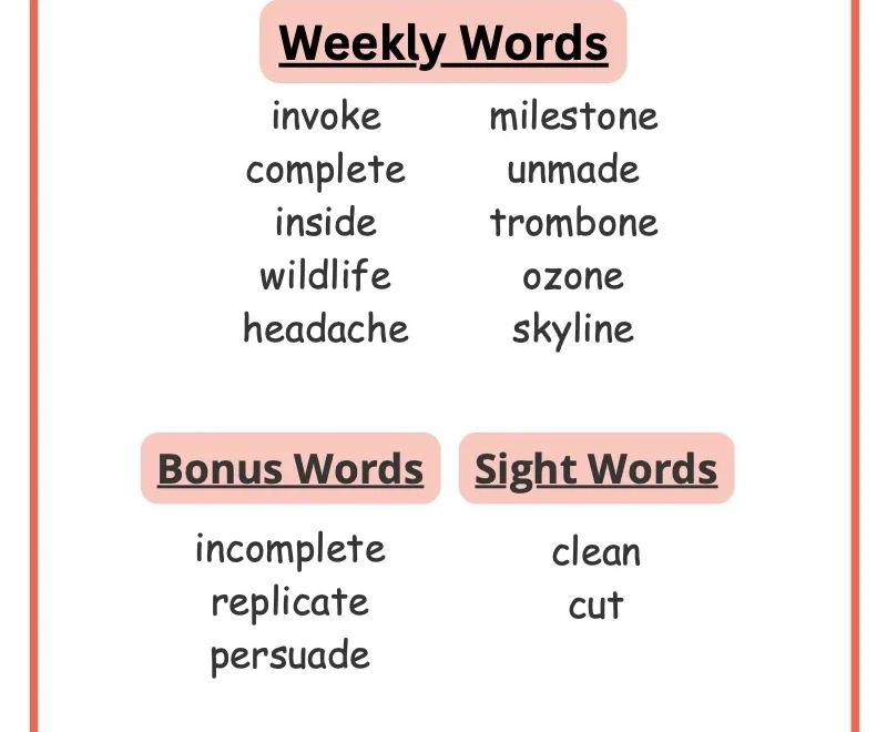 3rd Grade Spelling Words Free Printable 36 Week List