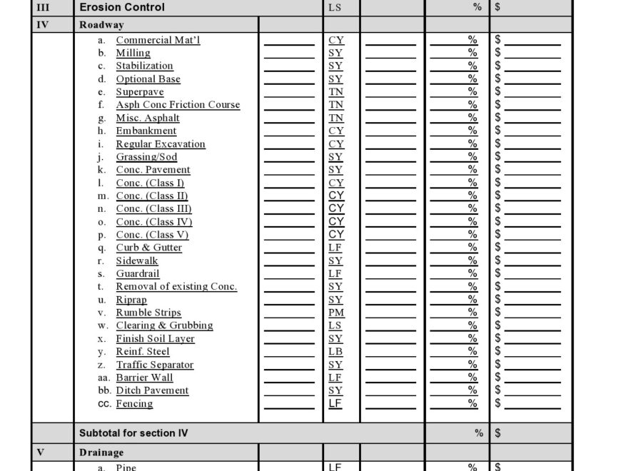 40 Blank Schedule Of Values Templates Excel Word