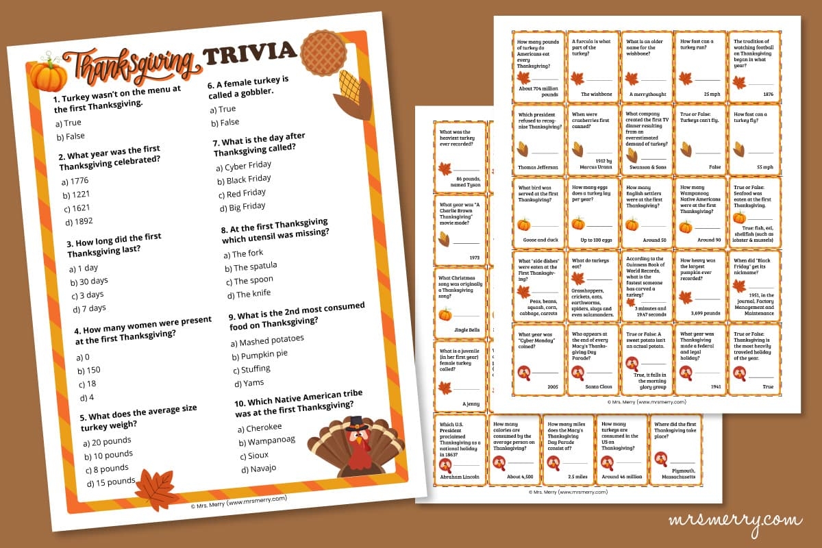 Thanksgiving Trivia And Answers Printable