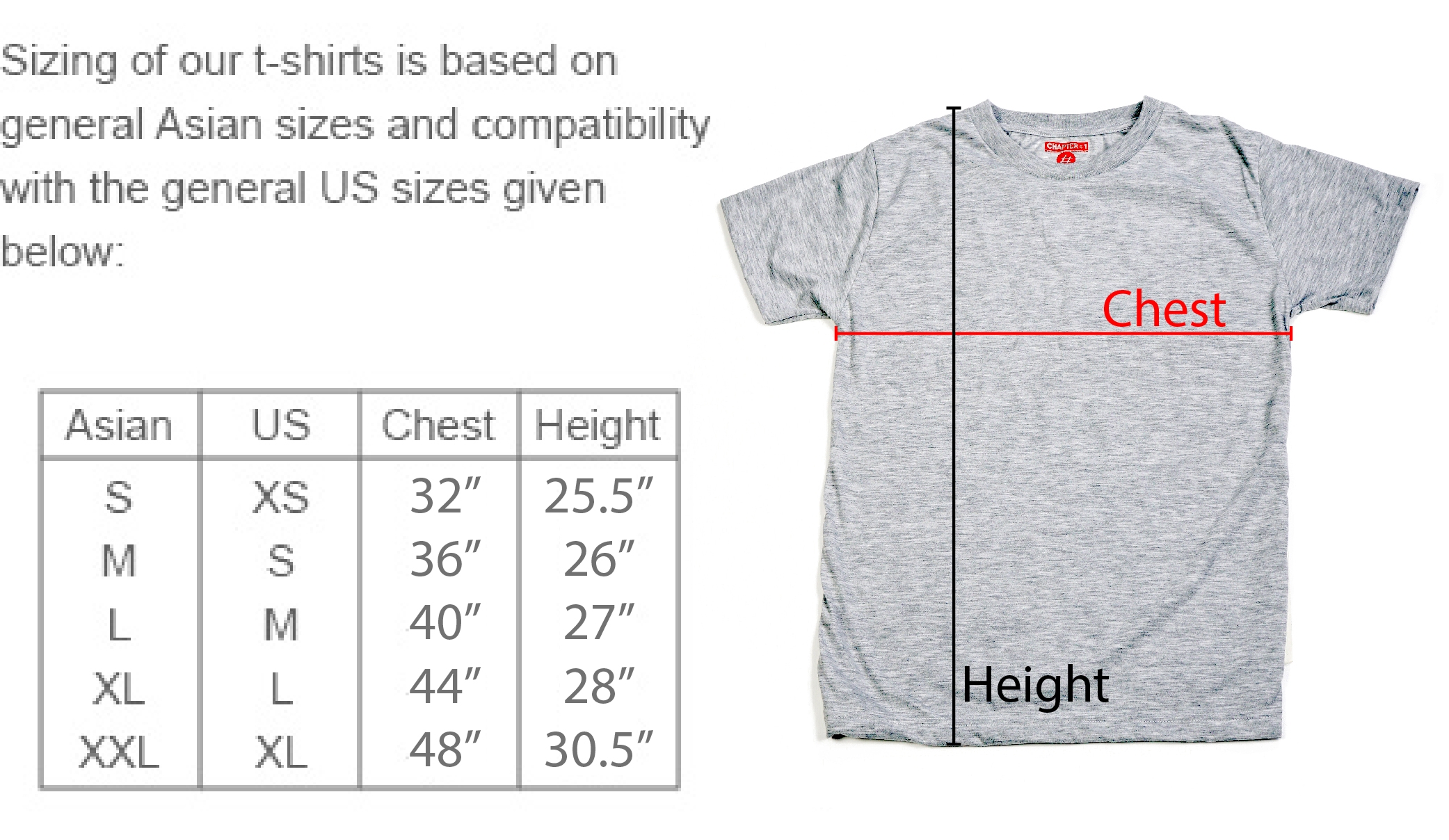 Printable Asian American Size Chart