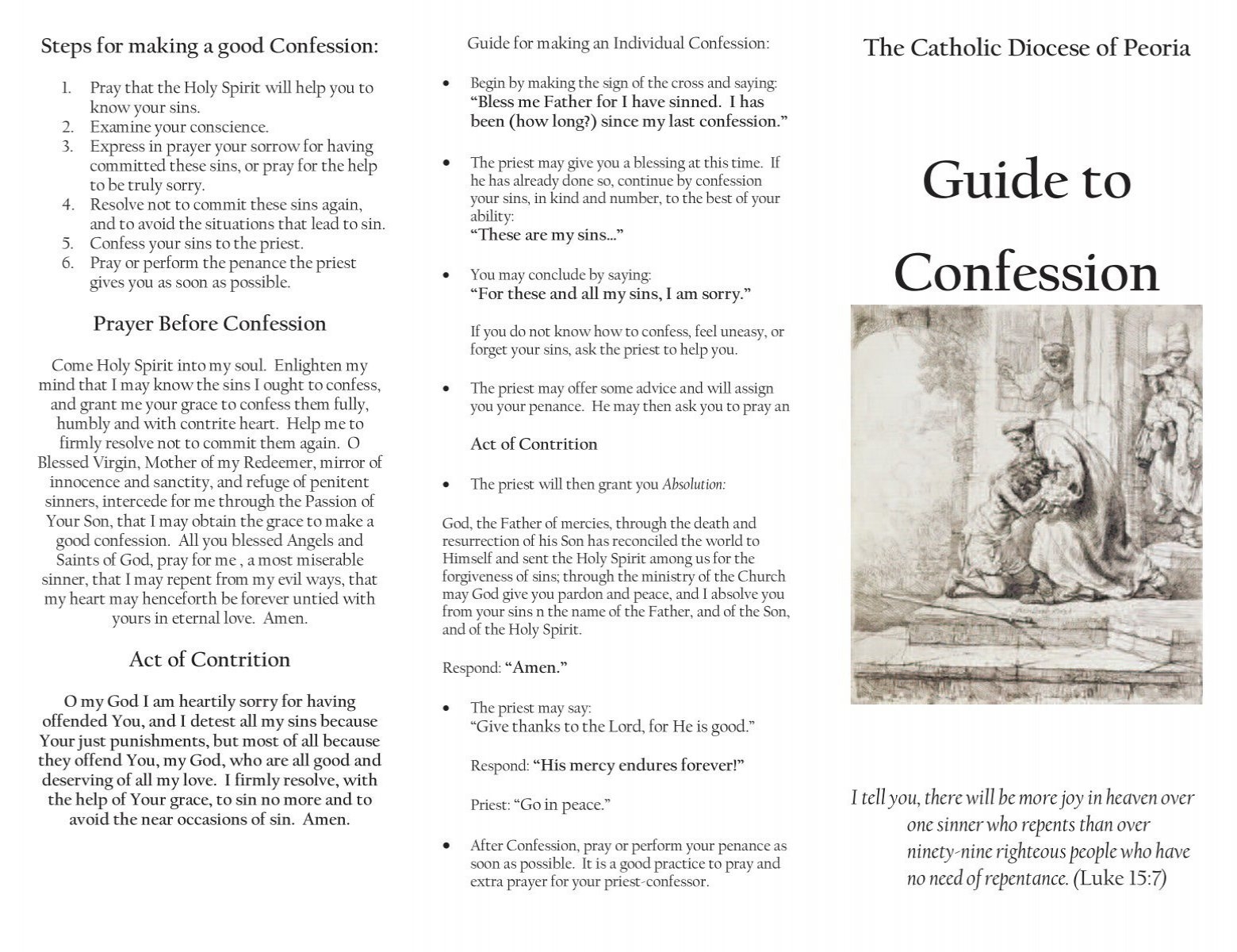 Adult Confession Guide The Catholic Diocese Of Peoria