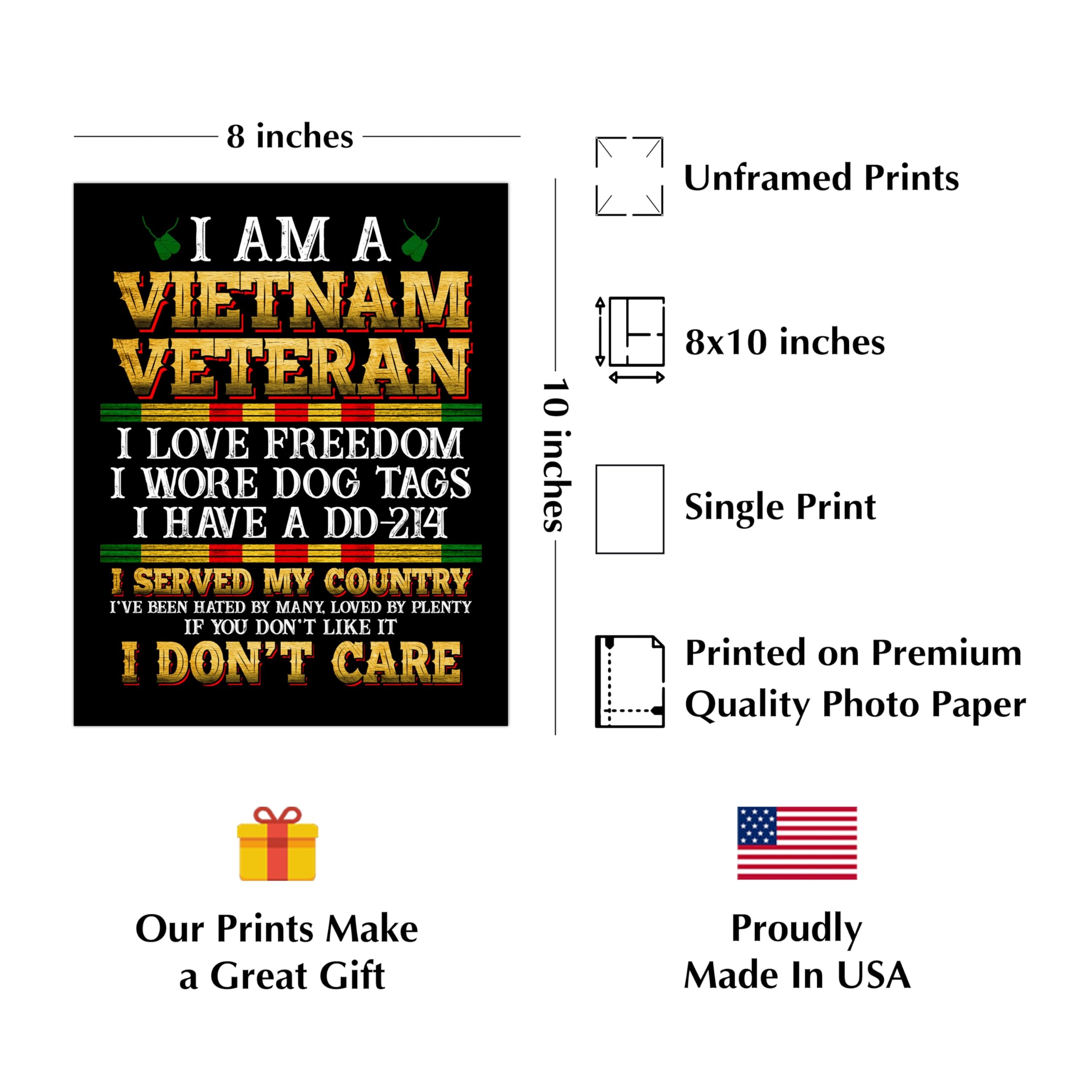 Amazon I m A Vietnam Vet American Veteran Wall Art Poster This Patriotic Vietnam War Memorial Wall Art Print Is Ideal For A Home Office Wall Decor Gift For Military Veterans