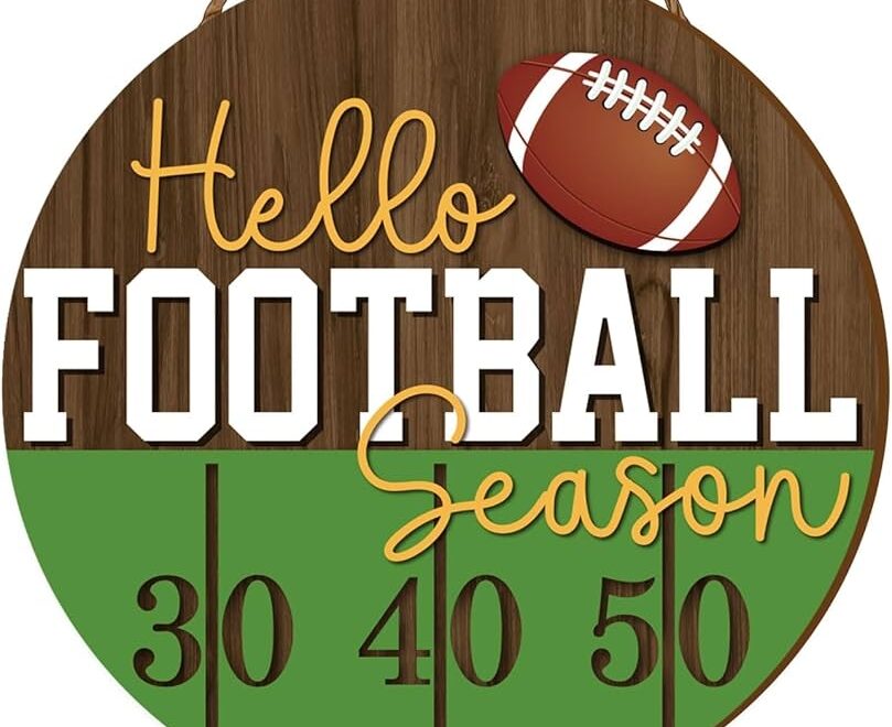 Amazon Whaline Football Wooden Hanging Sign Hello Football Season Wall Plaque Football Game Sports Welcome Wreath Sign Door Hanger For Farmhouse Home Wall Window Porch Tabletop Party Decor Supplies 11 4 Inch Home