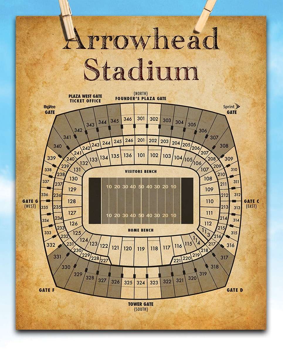Arrowhead Football Stadium Seating Chart 11x14 Unframed Art Print Bar Decor EBay