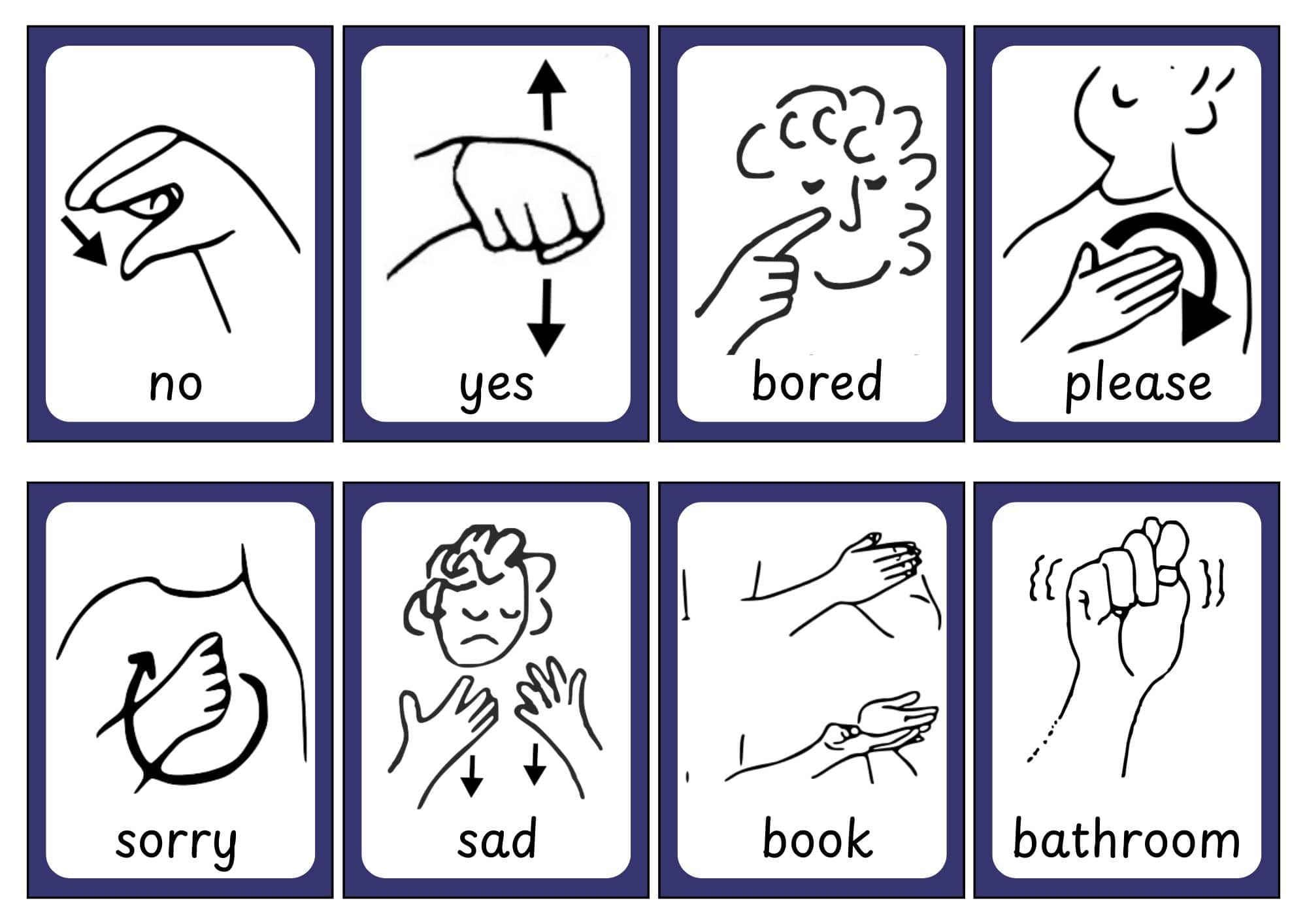 Printable Sign Language Basic Words Printable Sign Language Basic Words