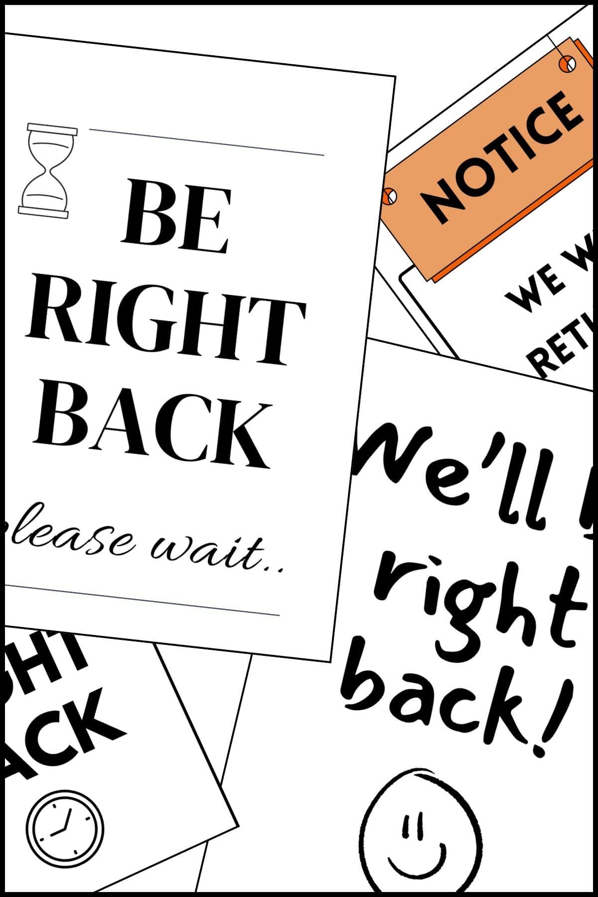 Be Right Back Sign Printable 20 Free Designs The Pink Craft Box