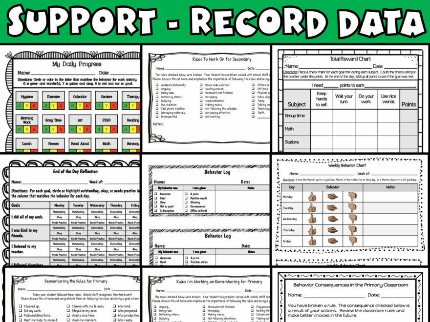 Behavior Charts Printable SET 4 Editable Individual Template To Log Weekly And Daily Caroline Koehler At Celavora Education
