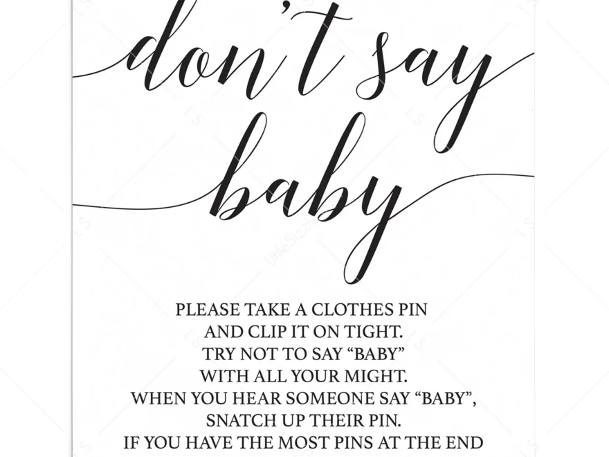 Black And White Baby Shower Sign Don t Say Baby Printable LittleSizzle