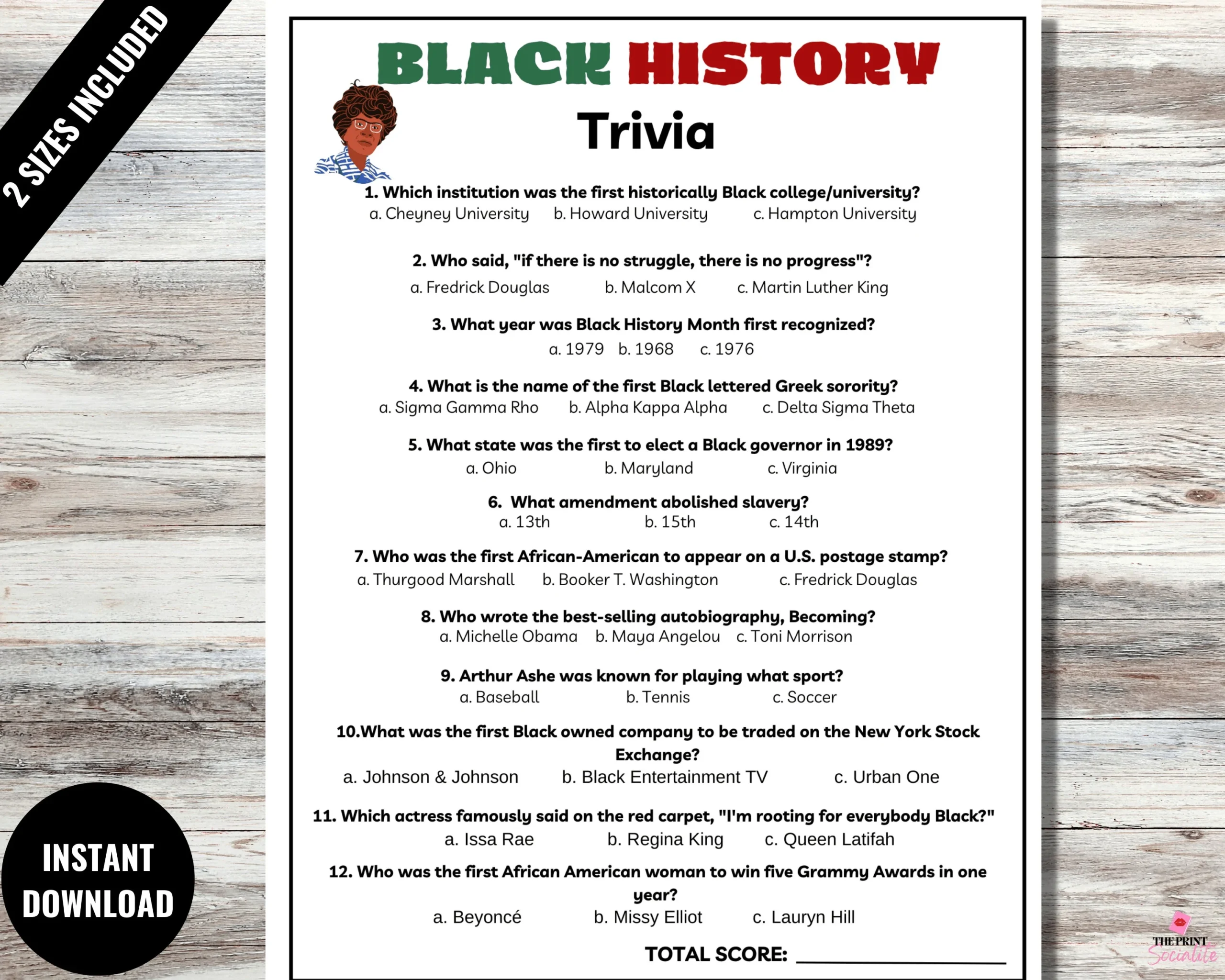 Black History Trivia Black History Month Game Black Culture Activity African American Printable Juneteenth Worksheet Black Trivia Night Etsy