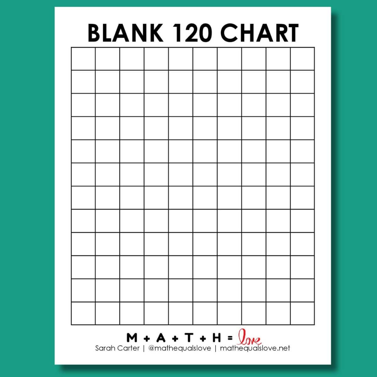 Blank 120 Chart Free Printable PDF  Blank 120 Chart Free Printable PDF