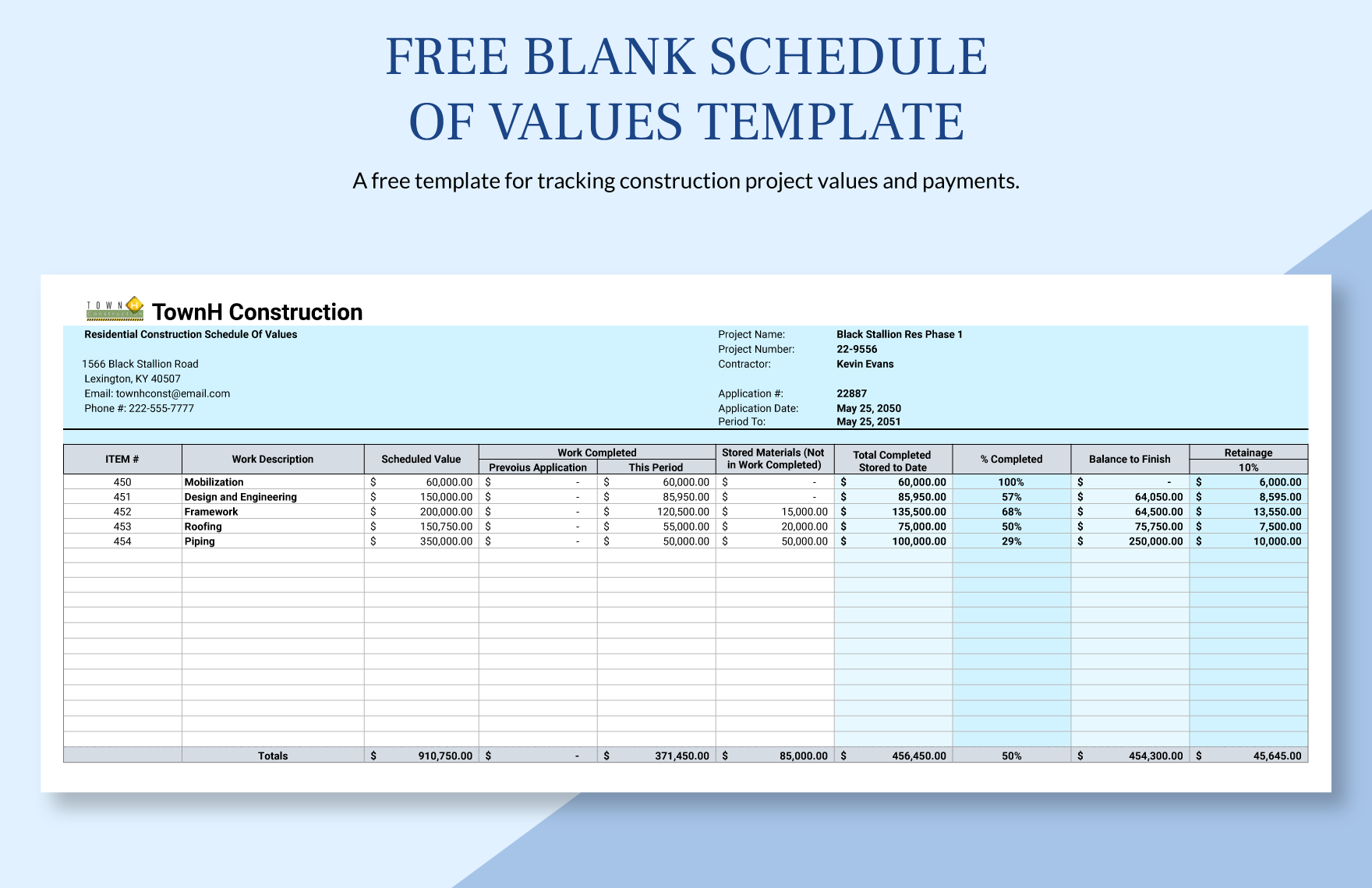 Blank Schedule Of Values Template In Excel Google Sheets Word Google Docs Pages Download Template