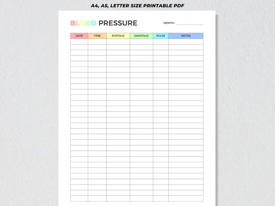 Blood Pressure Log Tracker Printable High Blood Pressure Record Journal Medical Chart Heart Rate Tracking Daily Hypertension BP Check Etsy