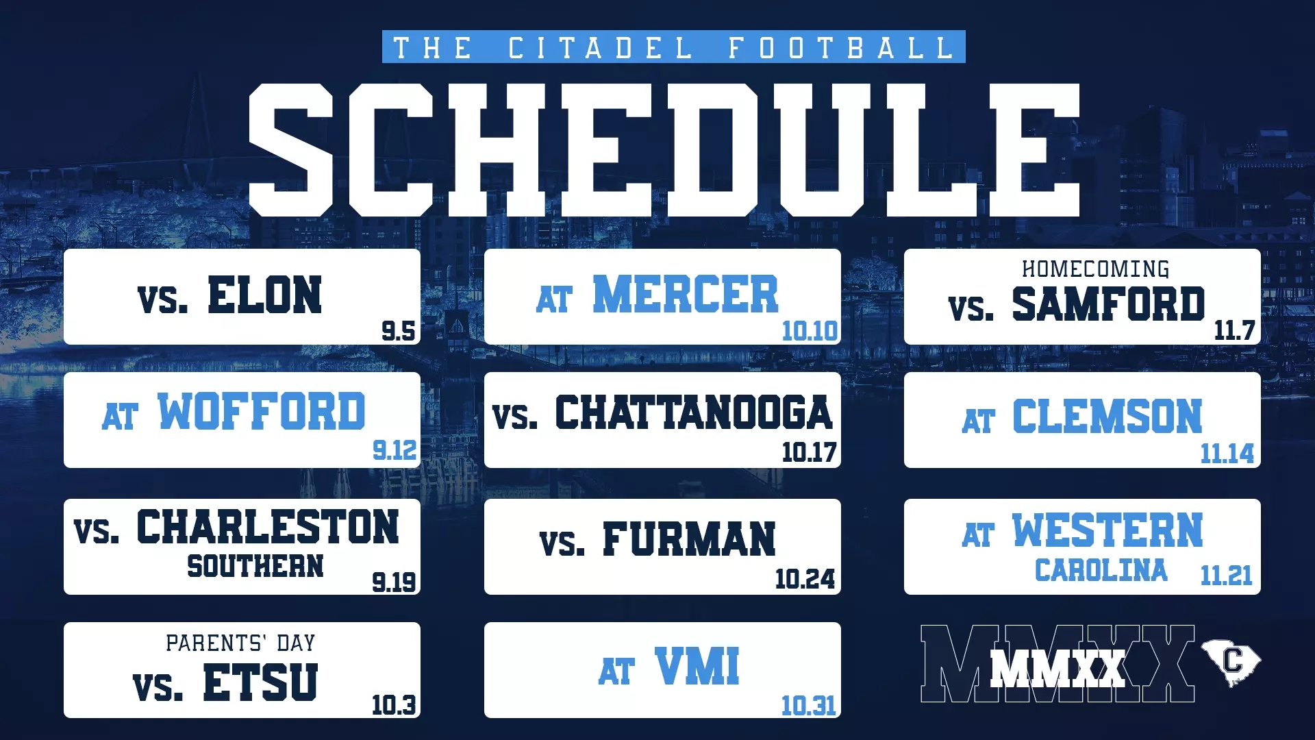 Bulldogs Set 2020 Football Schedule The Citadel Athletics
