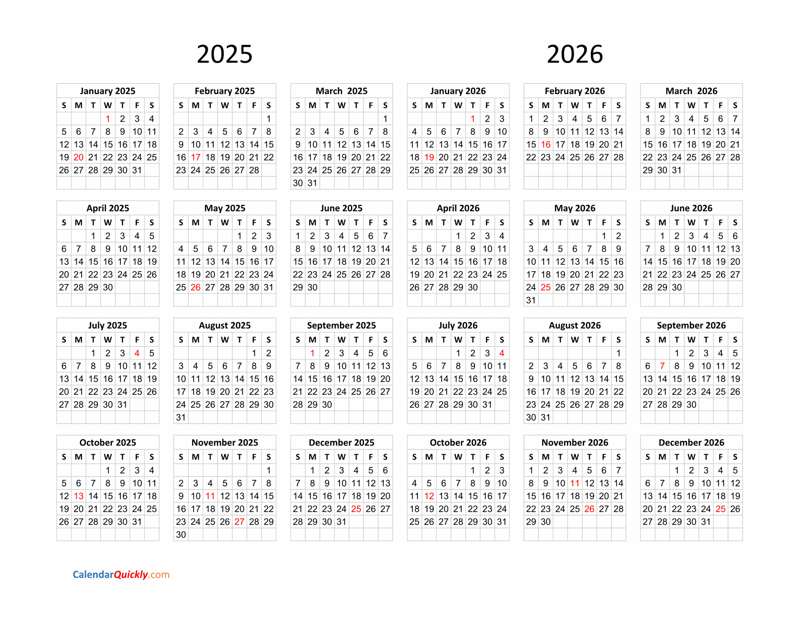 2025-2026 Calendar Printable Planner