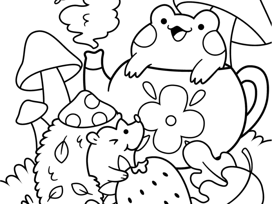 Calming Cottage Frog House Cute Coloring Page