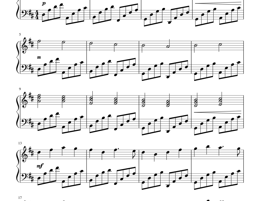 Canon In D Johann Pachelbel Sheet Music For Piano Solo MuseScore