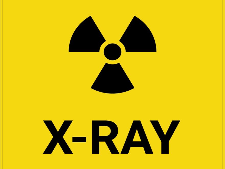 Caution Radiation X Ray In Use Portrait With Icon Wall Sign