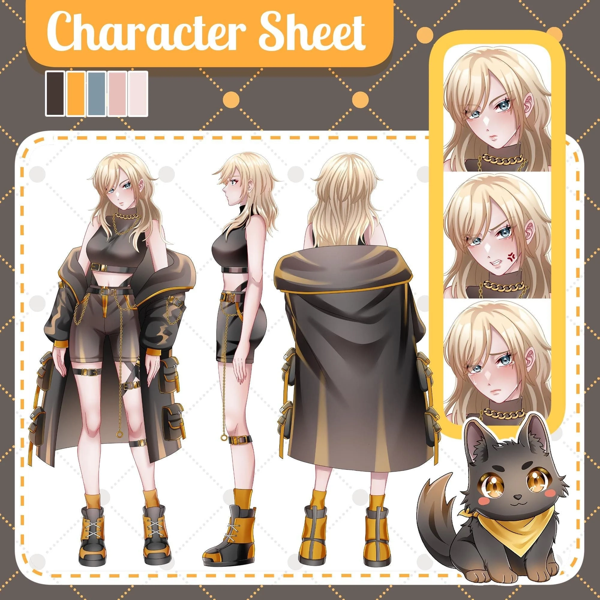 Character Sheet Anime Etsy