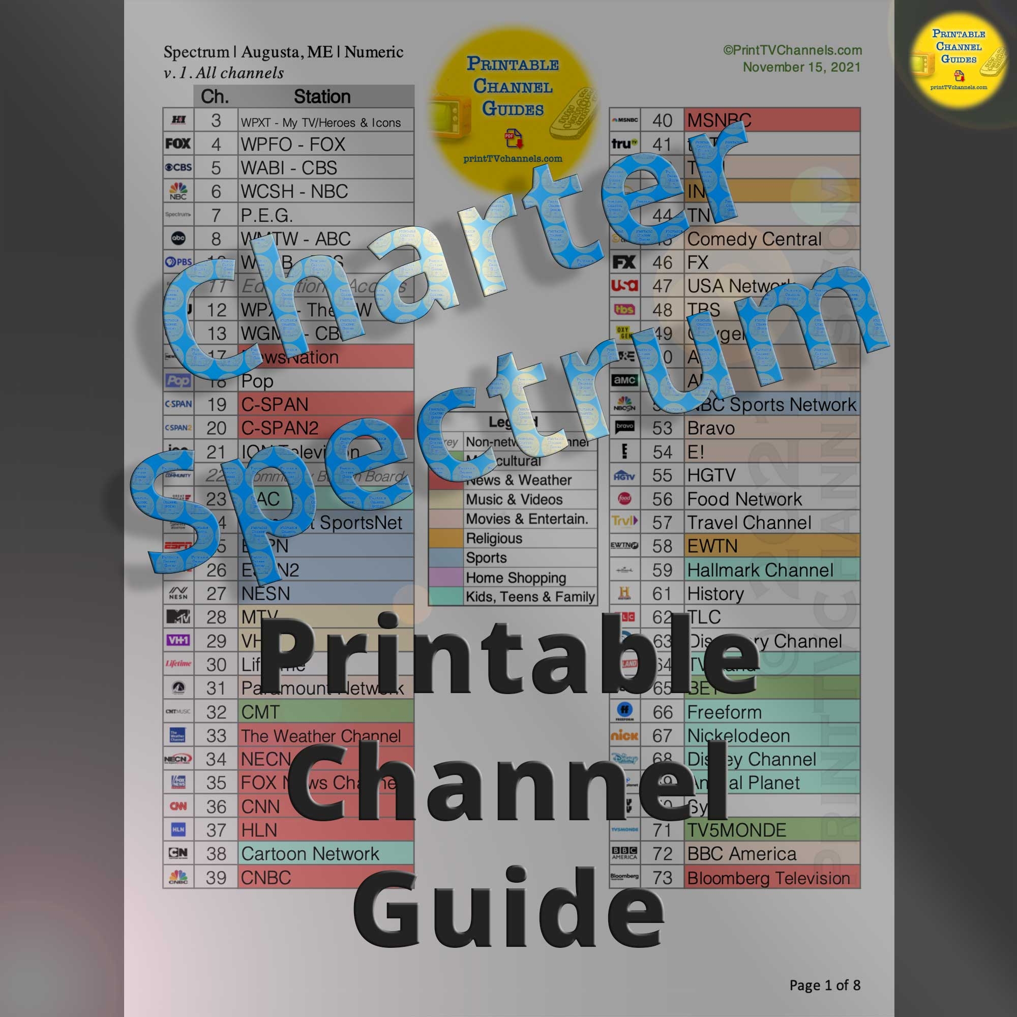 Charter Spectrum Printable Channel Guide Charter Spectrum Printable Channel Guide