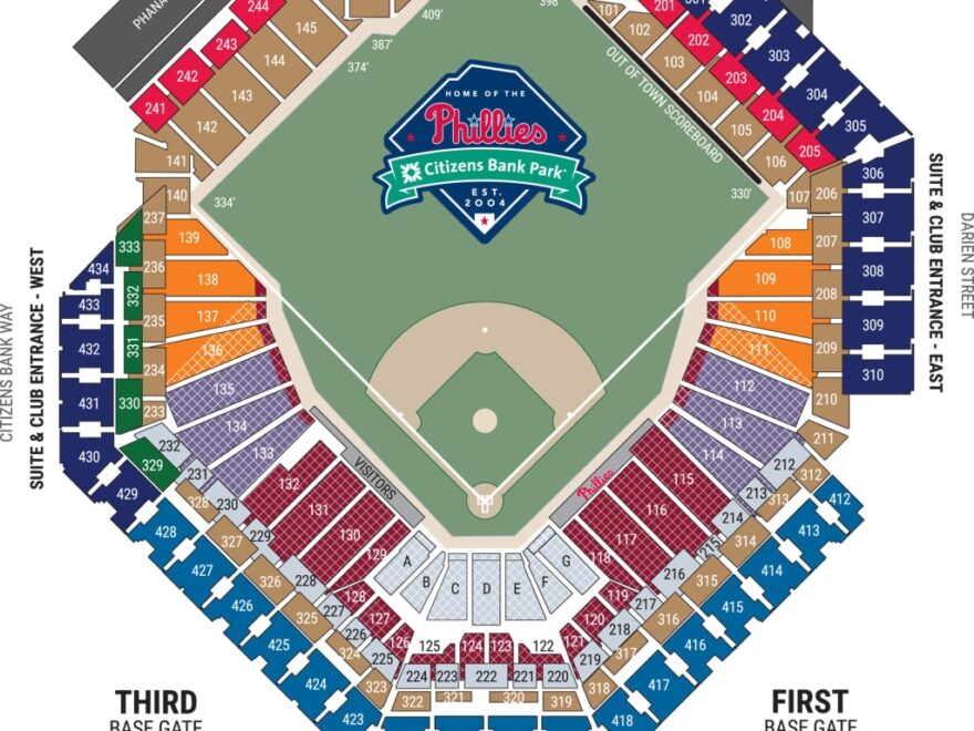 Citizens Bank Park Seating Map Netting Philadelphia Phillies