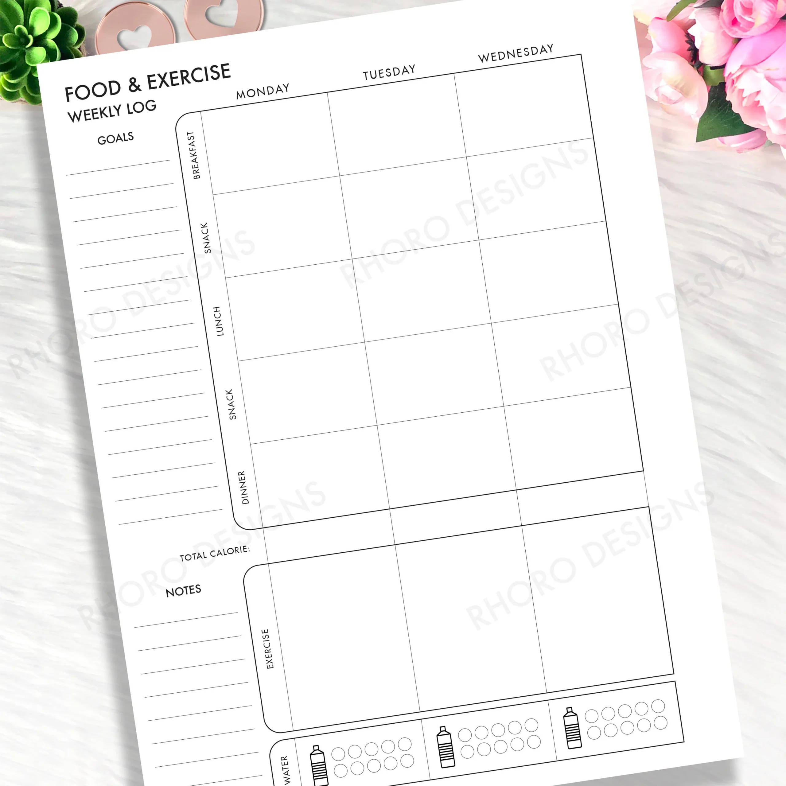 CLASSIC HAPPY PLANNER Fitness Printable Insert Pdf Food Log Exercise Log Food Tracker Weekly Undated Happy Planner Refill Printable Insert Etsy