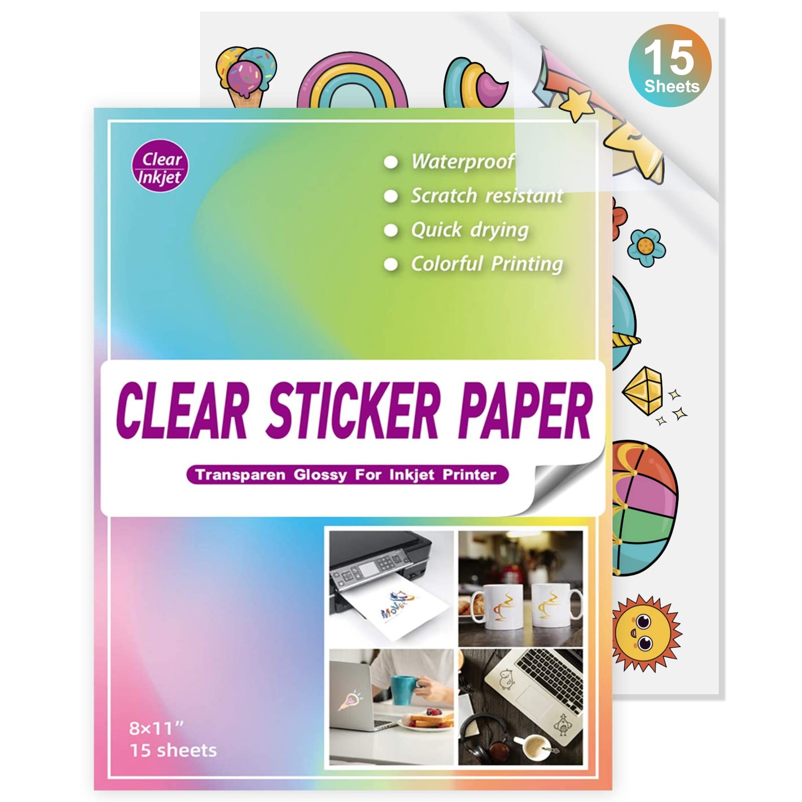 Clear Printable Vinyl For Inkjet Printer Clear Sticker Paper Worksheets Library