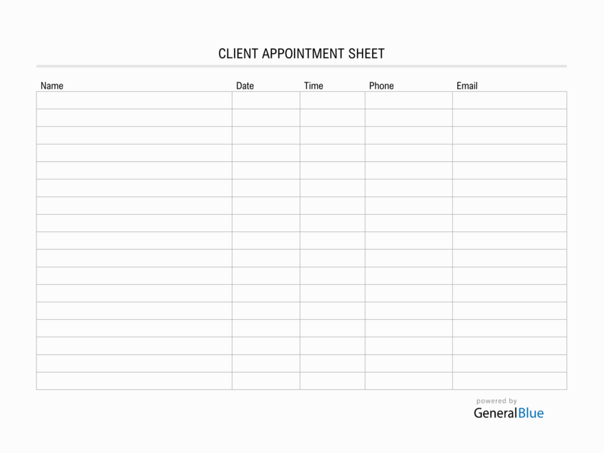 Client Appointment Sheet Template In PDF Basic