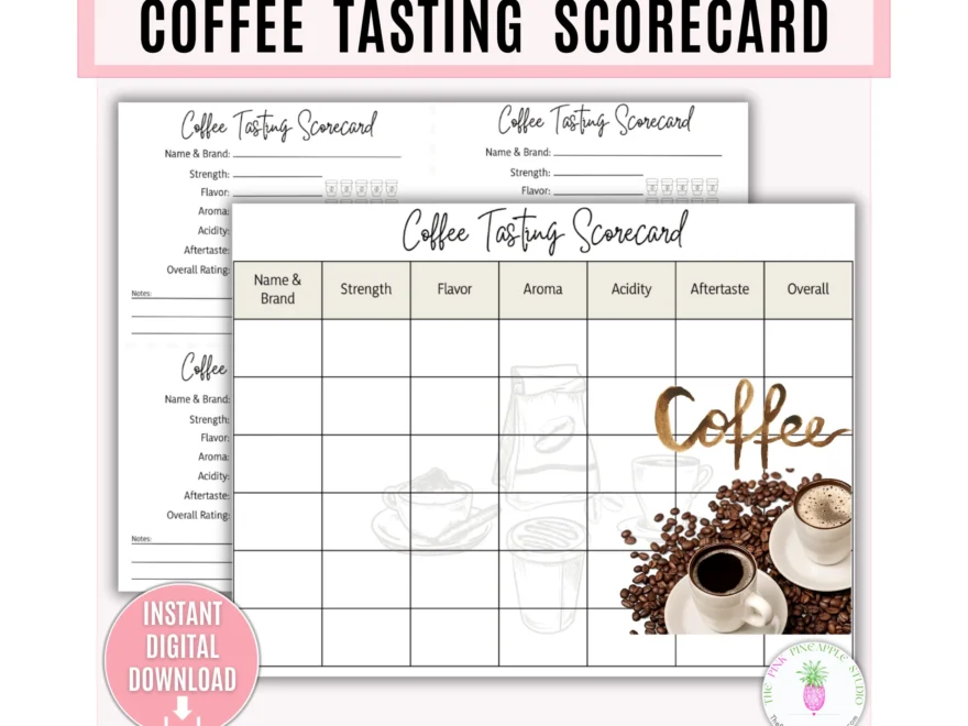 Coffee Tasting Scorecard Printable Template Coffee Party Fun Party Game Coffee Evaluation Ratings Coffee Judging Coffee Lover Journal Etsy