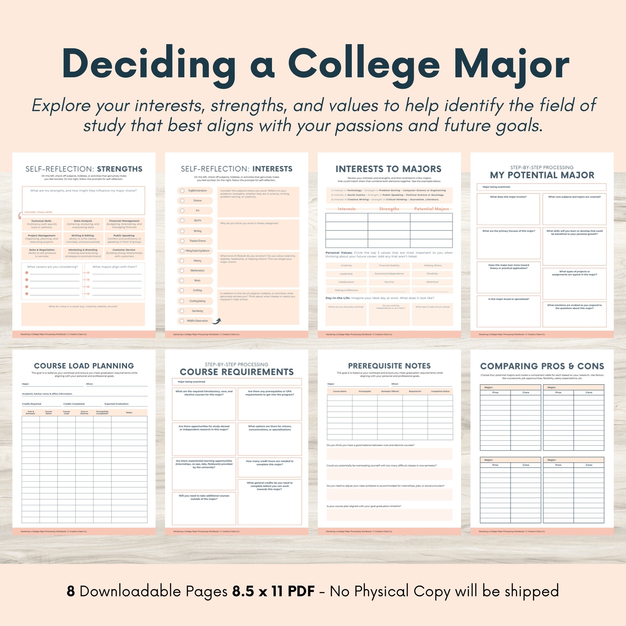 College Major Journal Career Path Decision Guide PDF Etsy